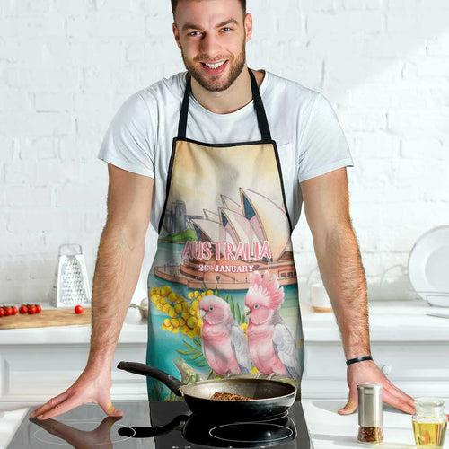 Pink Galah Australia Day Apron Aussie Sydney Opera House Watercolor Stylized - Aussie Hoodie