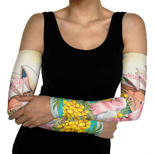 Personalised Pink Galah Australia Day Arm Sleeves Aussie Sydney Opera House Watercolor Stylized - Aussie Hoodie