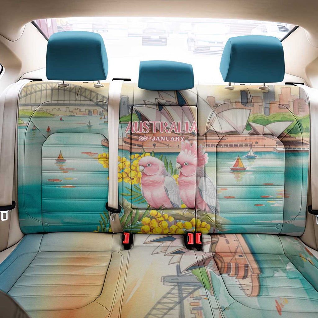 Pink Galah Australia Day Back Car Seat Cover Aussie Sydney Opera House Watercolor Stylized - Aussie Hoodie