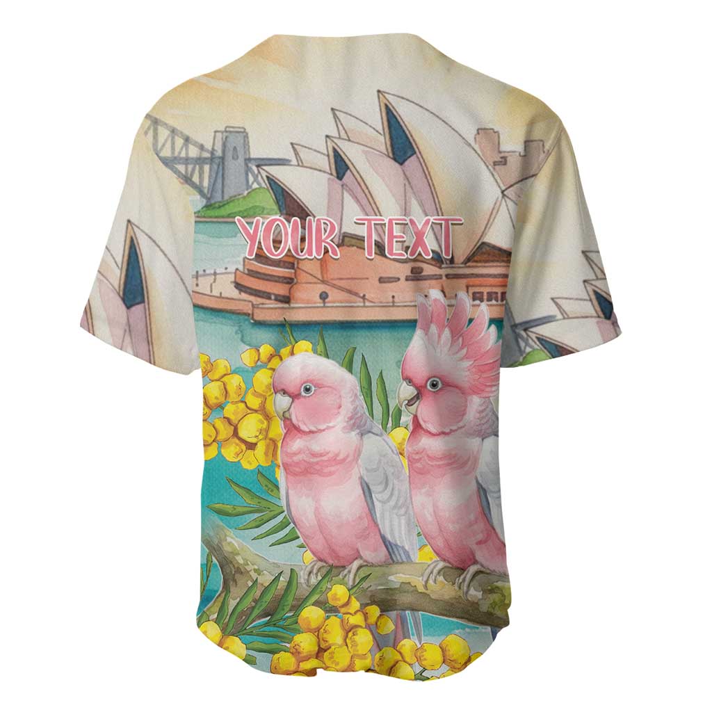 Personalised Pink Galah Australia Day Baseball Jersey Aussie Sydney Opera House Watercolor Stylized - Aussie Hoodie
