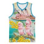 Personalised Pink Galah Australia Day Basketball Jersey Aussie Sydney Opera House Watercolor Stylized - Aussie Hoodie