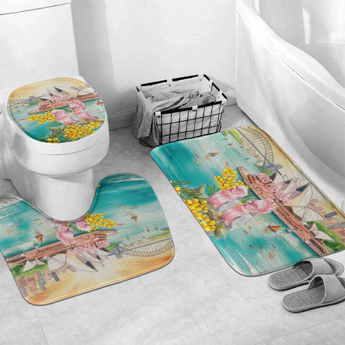 Pink Galah Australia Day Bathroom Set Aussie Sydney Opera House Watercolor Stylized - Aussie Hoodie