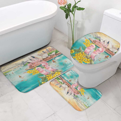 Pink Galah Australia Day Bathroom Set Aussie Sydney Opera House Watercolor Stylized - Aussie Hoodie