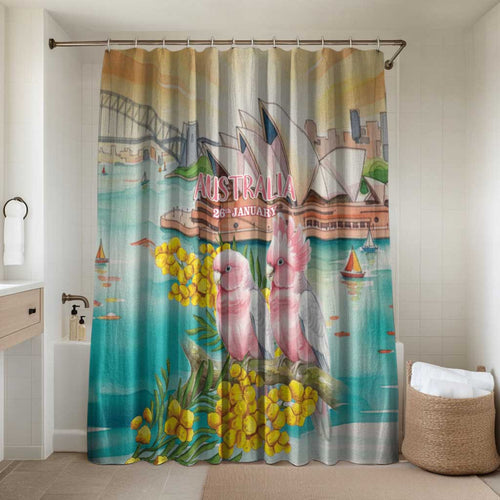 Pink Galah Australia Day Bathroom Set Aussie Sydney Opera House Watercolor Stylized - Aussie Hoodie