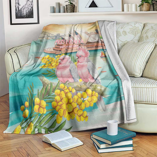 Pink Galah Australia Day Blanket Aussie Sydney Opera House Watercolor Stylized - Aussie Hoodie