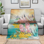 Pink Galah Australia Day Blanket Aussie Sydney Opera House Watercolor Stylized - Aussie Hoodie