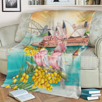 Pink Galah Australia Day Blanket Aussie Sydney Opera House Watercolor Stylized - Aussie Hoodie