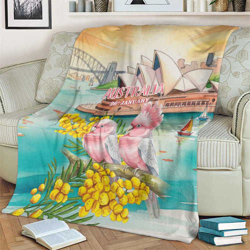 Pink Galah Australia Day Blanket Aussie Sydney Opera House Watercolor Stylized - Aussie Hoodie