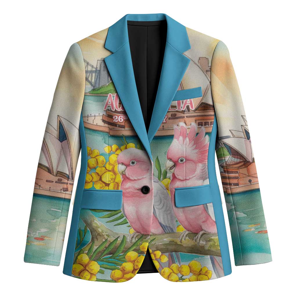 Personalised Pink Galah Australia Day Blazer Aussie Sydney Opera House Watercolor Stylized - Aussie Hoodie