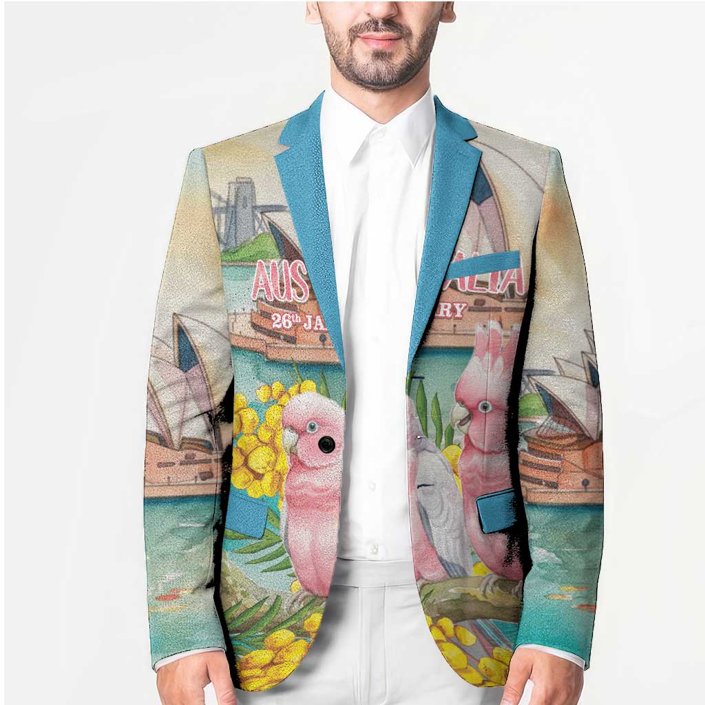 Personalised Pink Galah Australia Day Blazer Aussie Sydney Opera House Watercolor Stylized - Aussie Hoodie