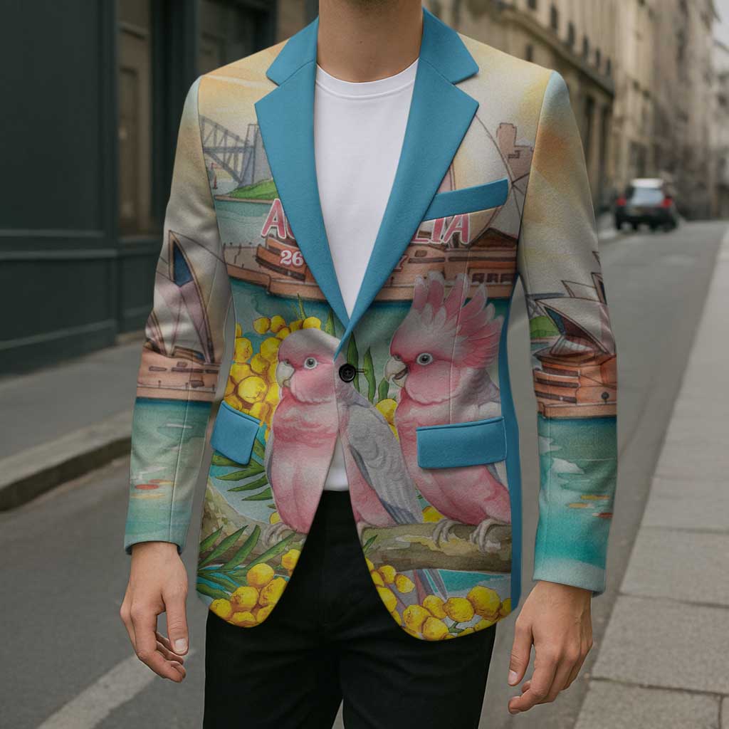 Personalised Pink Galah Australia Day Blazer Aussie Sydney Opera House Watercolor Stylized - Aussie Hoodie
