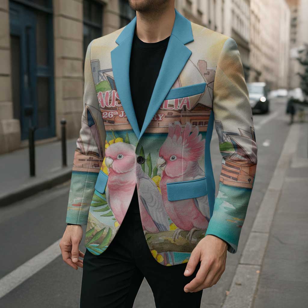 Personalised Pink Galah Australia Day Blazer Aussie Sydney Opera House Watercolor Stylized - Aussie Hoodie