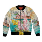 Personalised Pink Galah Australia Day Bomber Jacket Aussie Sydney Opera House Watercolor Stylized - Aussie Hoodie