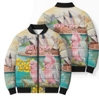 Personalised Pink Galah Australia Day Bomber Puffer Jacket Aussie Sydney Opera House Watercolor Stylized - Aussie Hoodie