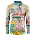 Personalised Pink Galah Australia Day Button Sweatshirt Aussie Sydney Opera House Watercolor Stylized - Aussie Hoodie