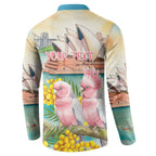 Personalised Pink Galah Australia Day Button Sweatshirt Aussie Sydney Opera House Watercolor Stylized - Aussie Hoodie