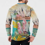 Personalised Pink Galah Australia Day Button Sweatshirt Aussie Sydney Opera House Watercolor Stylized - Aussie Hoodie
