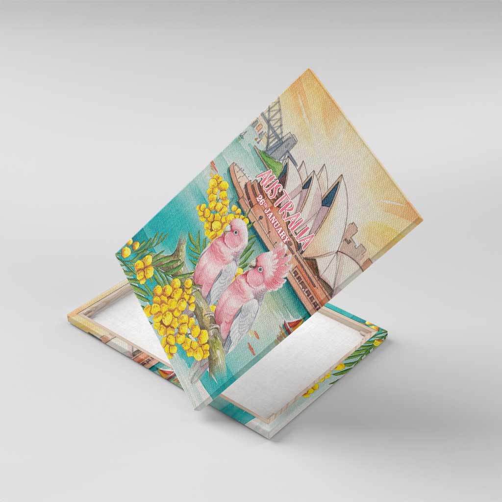 Pink Galah Australia Day Canvas Wall Art Aussie Sydney Opera House Watercolor Stylized - Aussie Hoodie