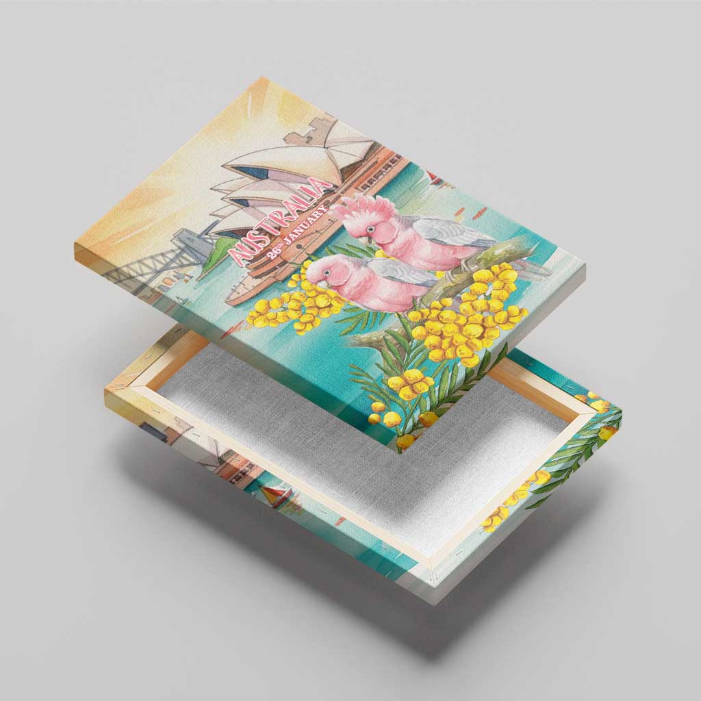 Pink Galah Australia Day Canvas Wall Art Aussie Sydney Opera House Watercolor Stylized - Aussie Hoodie