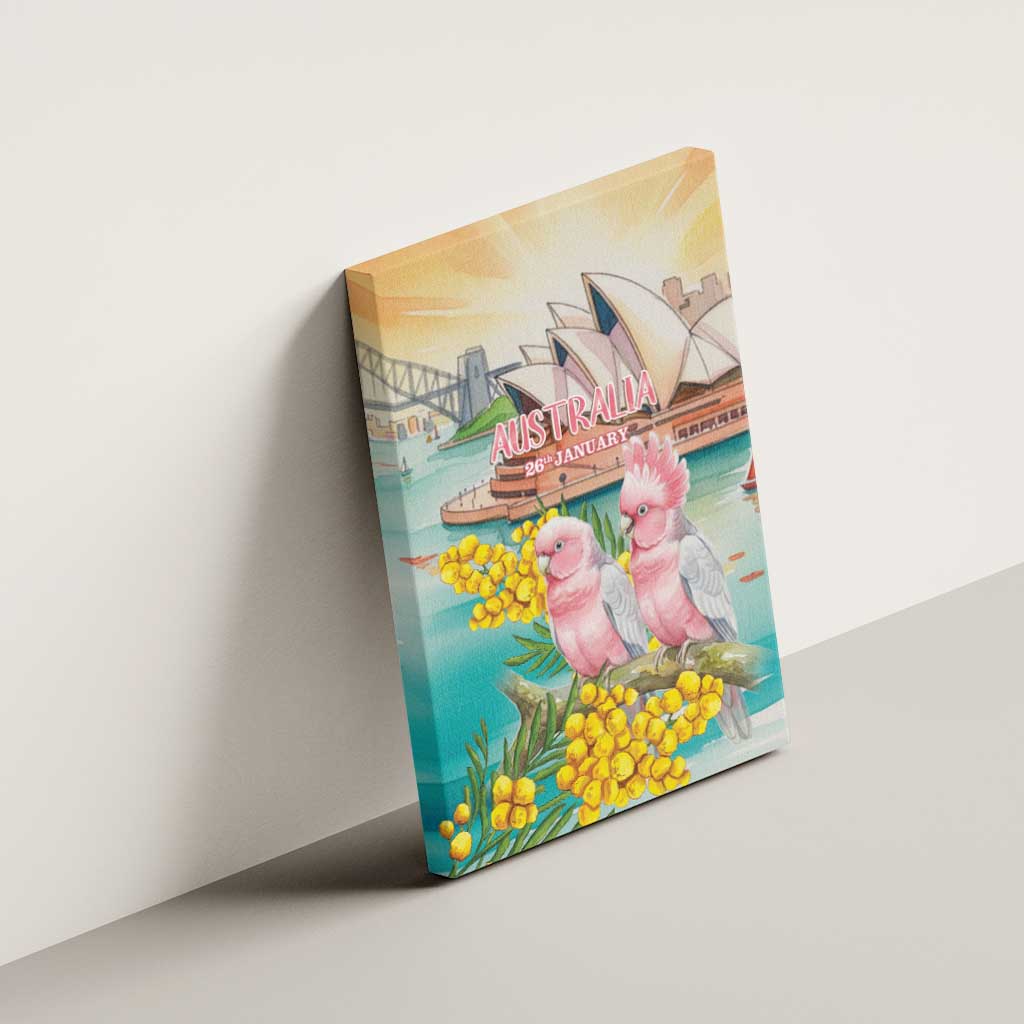 Pink Galah Australia Day Canvas Wall Art Aussie Sydney Opera House Watercolor Stylized - Aussie Hoodie