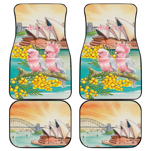 Personalised Pink Galah Australia Day Car Mats Aussie Sydney Opera House Watercolor Stylized - Aussie Hoodie
