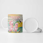 Personalised Pink Galah Australia Day Ceramic Mug Aussie Sydney Opera House Watercolor Stylized - Aussie Hoodie