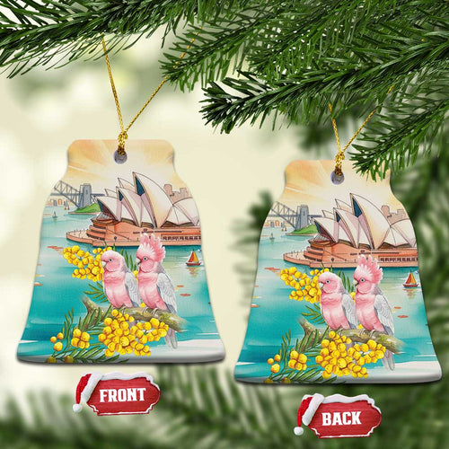 Pink Galah Australia Day Ceramic Ornament Aussie Sydney Opera House Watercolor Stylized - Aussie Hoodie