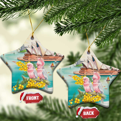 Pink Galah Australia Day Ceramic Ornament Aussie Sydney Opera House Watercolor Stylized - Aussie Hoodie