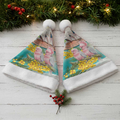Pink Galah Australia Day Christmas Santa Hat Aussie Sydney Opera House Watercolor Stylized - Aussie Hoodie