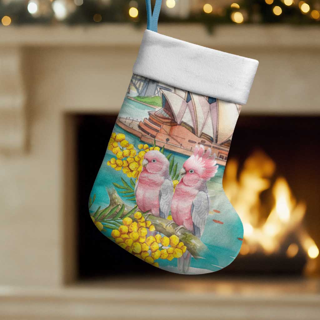 Pink Galah Australia Day Christmas Stocking Aussie Sydney Opera House Watercolor Stylized - Aussie Hoodie