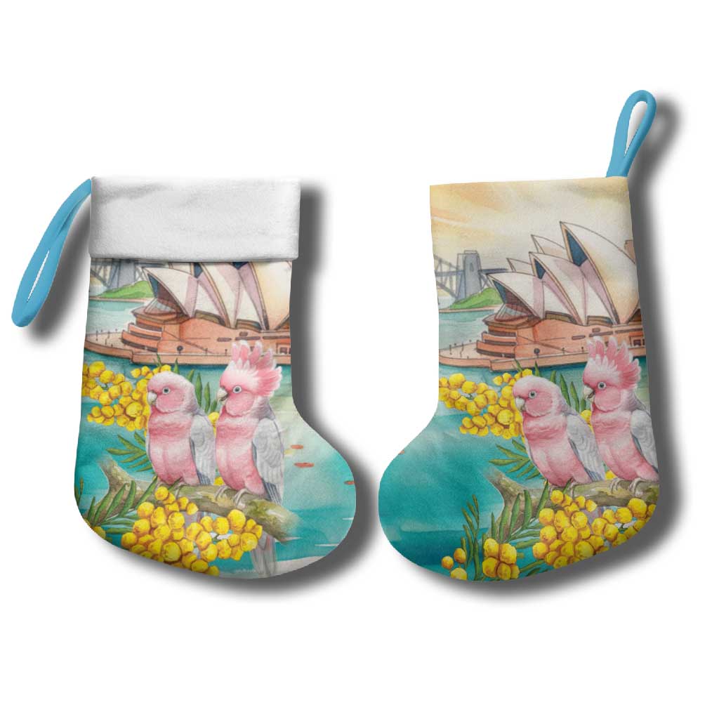 Pink Galah Australia Day Christmas Stocking Aussie Sydney Opera House Watercolor Stylized - Aussie Hoodie