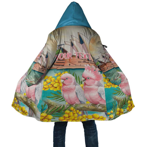 Personalised Pink Galah Australia Day Cloak Aussie Sydney Opera House Watercolor Stylized - Aussie Hoodie