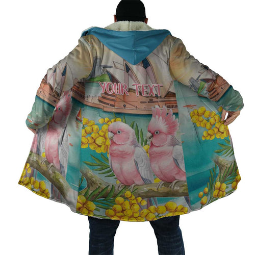 Personalised Pink Galah Australia Day Cloak Aussie Sydney Opera House Watercolor Stylized - Aussie Hoodie