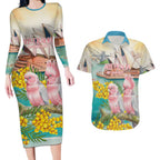 Personalised Pink Galah Australia Day Couples Matching Long Sleeve Bodycon Dress and Hawaiian Shirt Aussie Sydney Opera House Watercolor Stylized - Aussie Hoodie