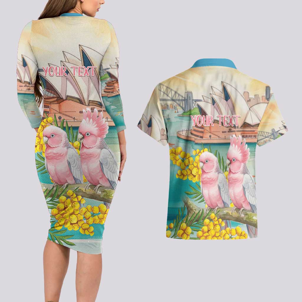 Personalised Pink Galah Australia Day Couples Matching Long Sleeve Bodycon Dress and Hawaiian Shirt Aussie Sydney Opera House Watercolor Stylized - Aussie Hoodie