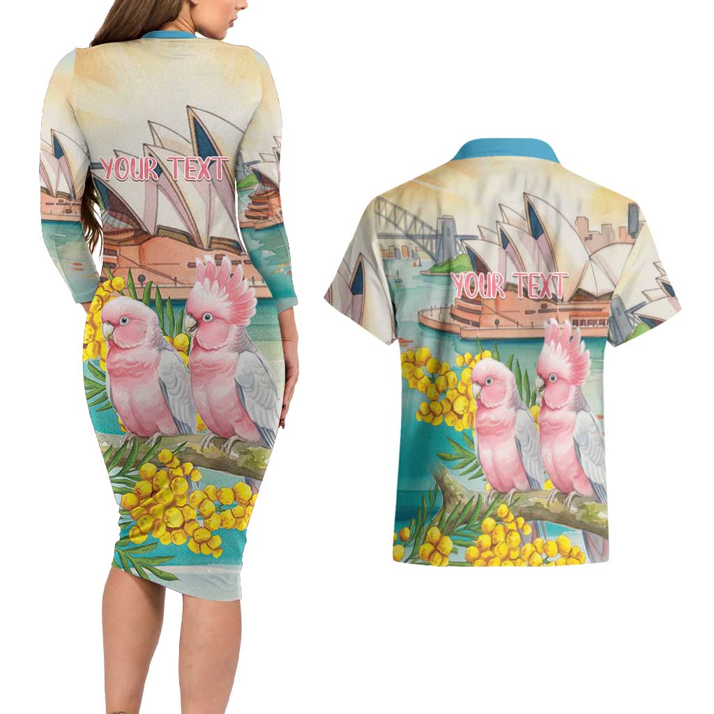 Personalised Pink Galah Australia Day Couples Matching Long Sleeve Bodycon Dress and Hawaiian Shirt Aussie Sydney Opera House Watercolor Stylized - Aussie Hoodie