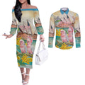 Personalised Pink Galah Australia Day Couples Matching Off The Shoulder Long Sleeve Dress and Long Sleeve Button Shirt Aussie Sydney Opera House Watercolor Stylized - Aussie Hoodie