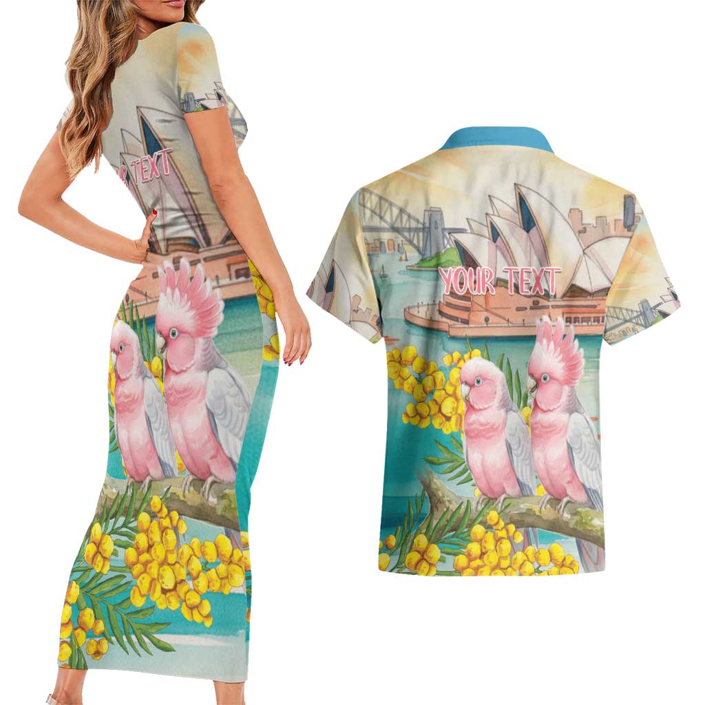Personalised Pink Galah Australia Day Couples Matching Short Sleeve Bodycon Dress and Hawaiian Shirt Aussie Sydney Opera House Watercolor Stylized - Aussie Hoodie