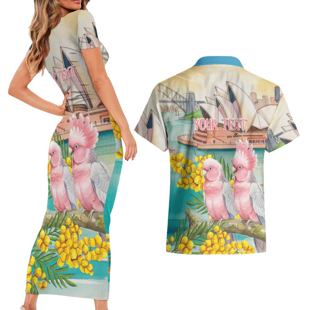 Personalised Pink Galah Australia Day Couples Matching Short Sleeve Bodycon Dress and Hawaiian Shirt Aussie Sydney Opera House Watercolor Stylized - Aussie Hoodie