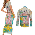 Personalised Pink Galah Australia Day Couples Matching Short Sleeve Bodycon Dress and Long Sleeve Button Shirt Aussie Sydney Opera House Watercolor Stylized - Aussie Hoodie