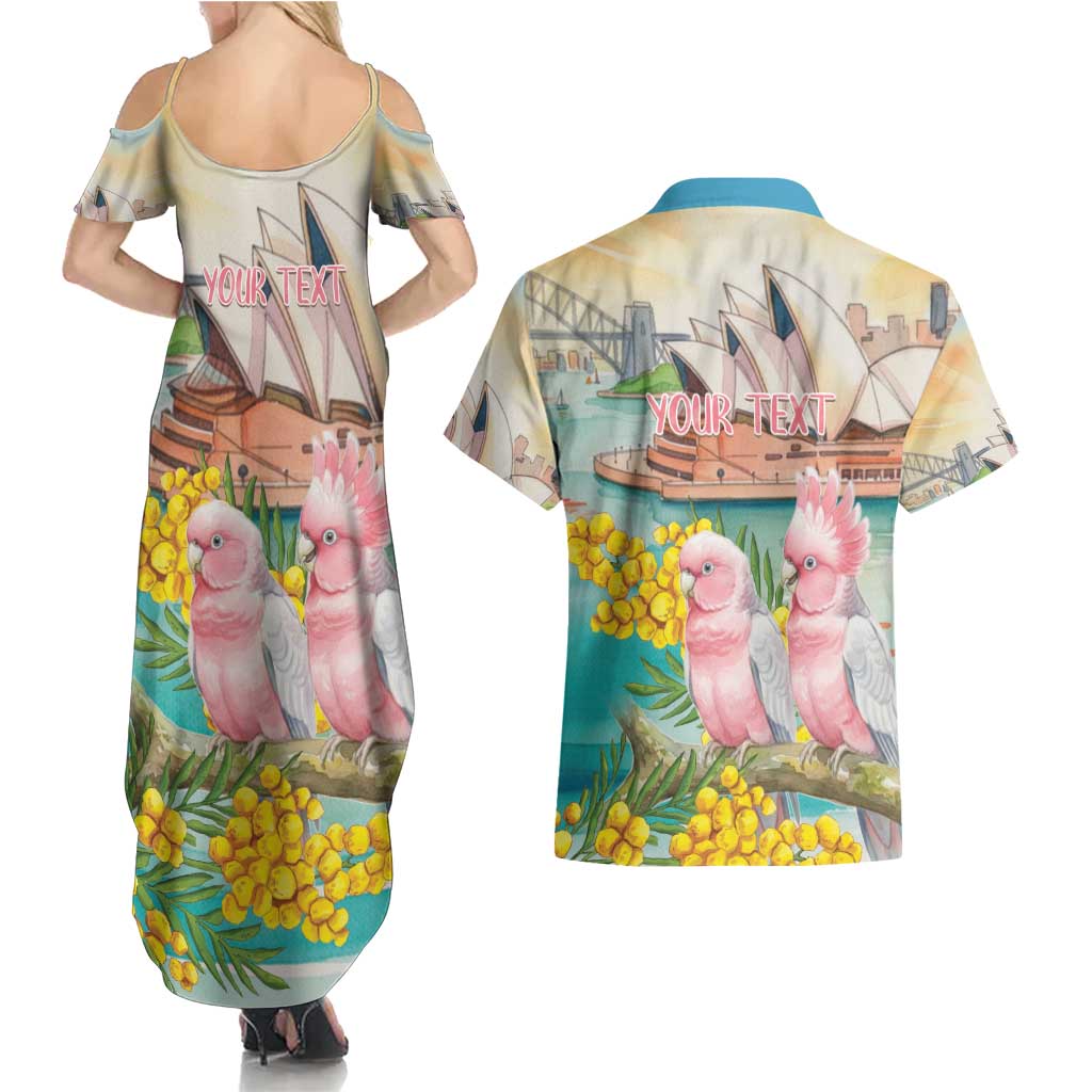 Personalised Pink Galah Australia Day Couples Matching Summer Maxi Dress and Hawaiian Shirt Aussie Sydney Opera House Watercolor Stylized - Aussie Hoodie