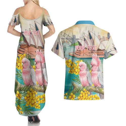 Personalised Pink Galah Australia Day Couples Matching Summer Maxi Dress and Hawaiian Shirt Aussie Sydney Opera House Watercolor Stylized - Aussie Hoodie