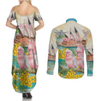Personalised Pink Galah Australia Day Couples Matching Summer Maxi Dress and Long Sleeve Button Shirt Aussie Sydney Opera House Watercolor Stylized - Aussie Hoodie