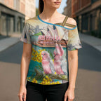 Personalised Pink Galah Australia Day Cross Shoulder Shirt Aussie Sydney Opera House Watercolor Stylized - Aussie Hoodie