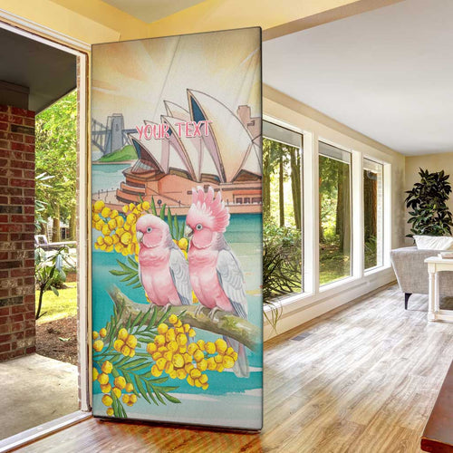 Personalised Pink Galah Australia Day Door Cover Aussie Sydney Opera House Watercolor Stylized - Aussie Hoodie
