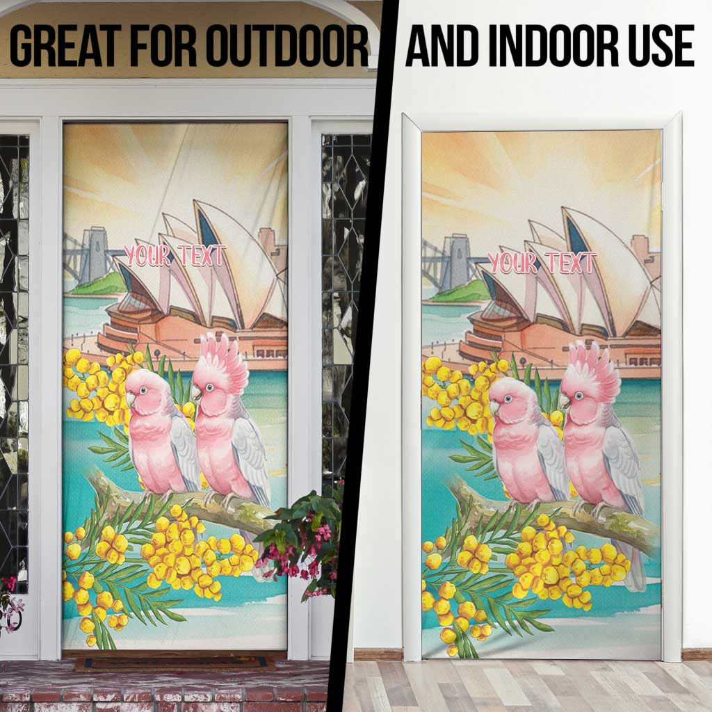 Personalised Pink Galah Australia Day Door Cover Aussie Sydney Opera House Watercolor Stylized - Aussie Hoodie