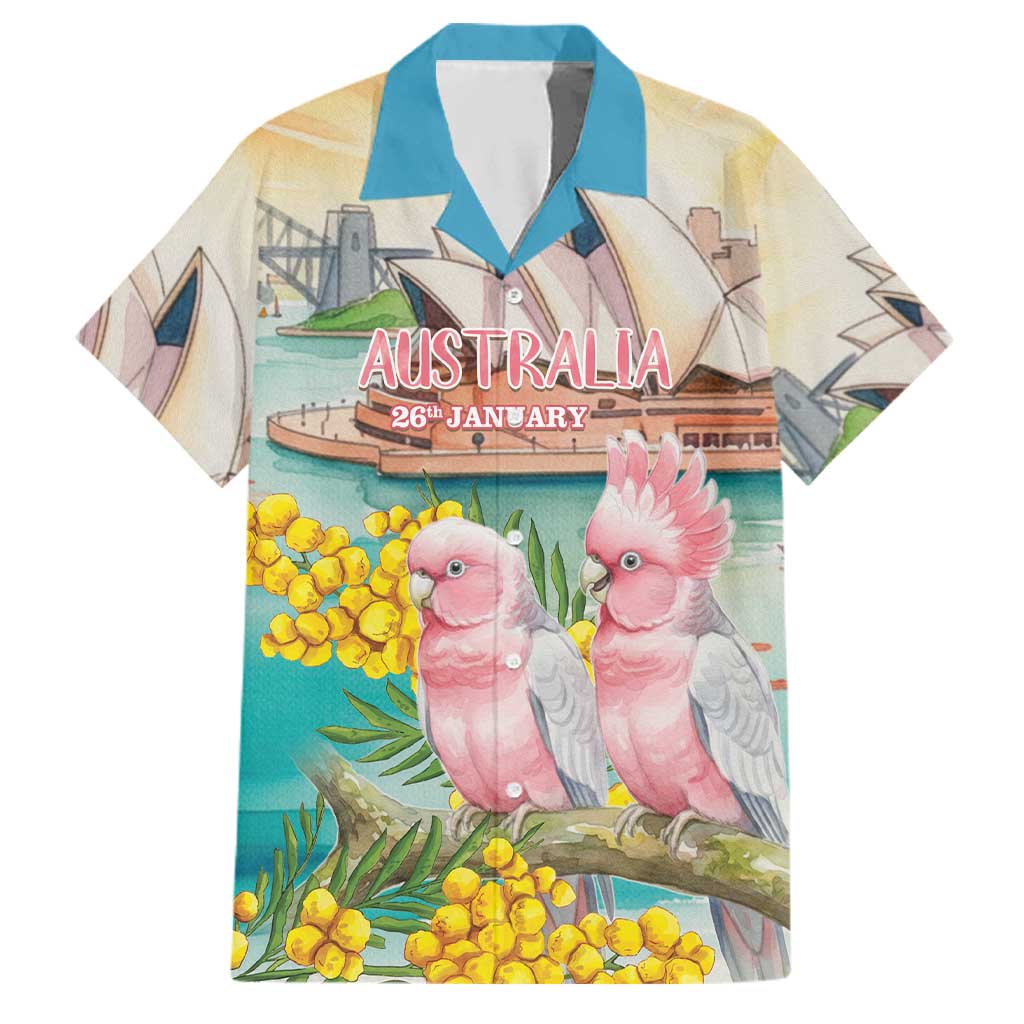 Personalised Pink Galah Australia Day Family Matching Long Sleeve Bodycon Dress and Hawaiian Shirt Aussie Sydney Opera House Watercolor Stylized - Aussie Hoodie