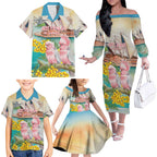 Personalised Pink Galah Australia Day Family Matching Off The Shoulder Long Sleeve Dress and Hawaiian Shirt Aussie Sydney Opera House Watercolor Stylized - Aussie Hoodie