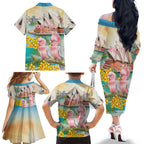 Personalised Pink Galah Australia Day Family Matching Off The Shoulder Long Sleeve Dress and Hawaiian Shirt Aussie Sydney Opera House Watercolor Stylized - Aussie Hoodie