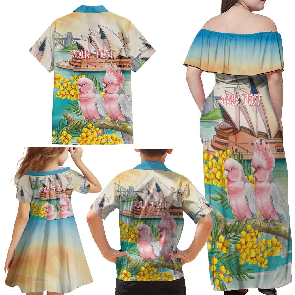 Personalised Pink Galah Australia Day Family Matching Off Shoulder Maxi Dress and Hawaiian Shirt Aussie Sydney Opera House Watercolor Stylized - Aussie Hoodie